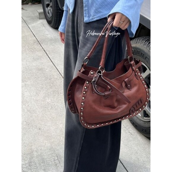 Miu Miu Handbags - Miu Miu Tote Brown Leather Vintage